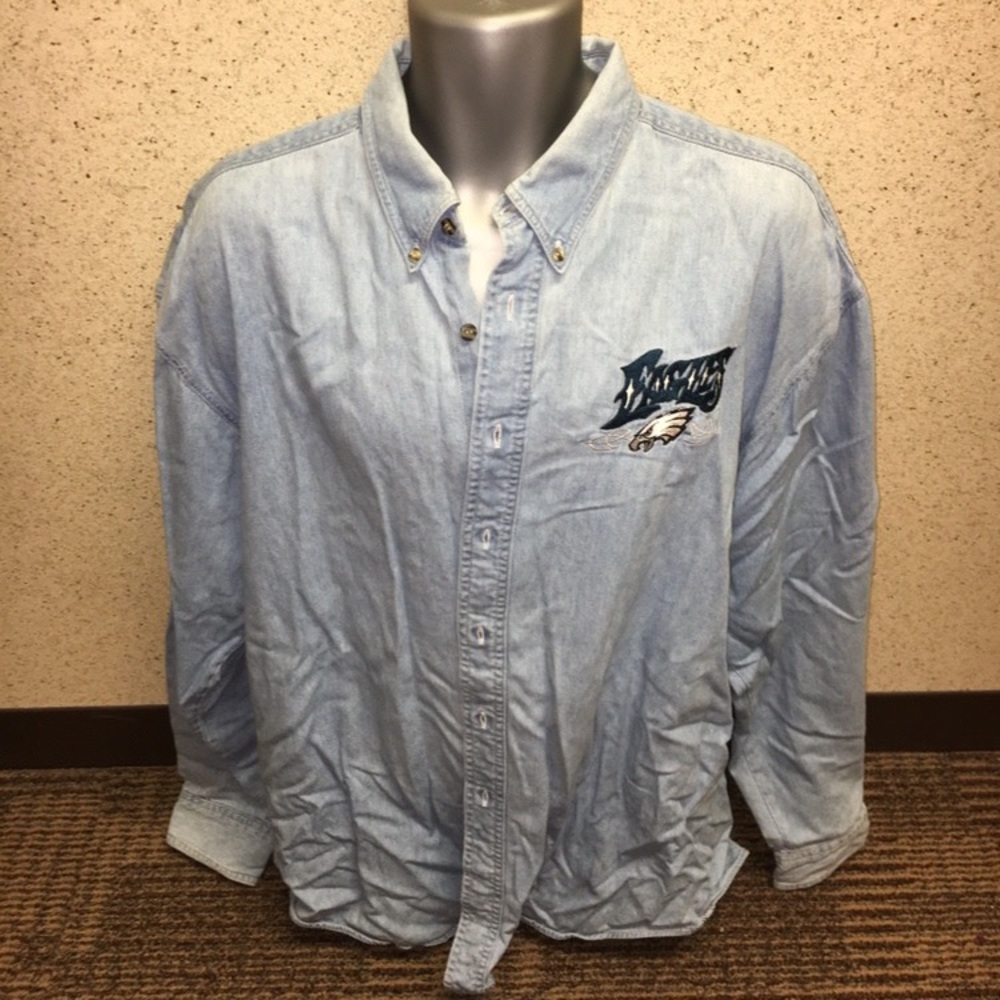 Vintage Pro Elite Philly Eagles Denim Button-Up